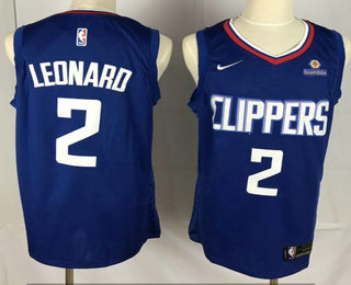 Men's Los Angeles Clippers #2 Kawhi Leonard Blue Nike 2019 Swingman City Edition Jersey With The Sponsor Logo