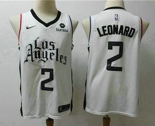 Men's Los Angeles Clippers #2 Kawhi Leonard NEW White Nike 2020 Swingman City Edition Jersey