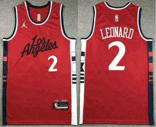 Men's Los Angeles Clippers #2 Kawhi Leonard Red Stitched Jersey