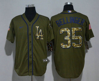 Men's Los Angeles Dodgers #35 Cody Bellinger Green Salute To Service Stitched MLB Cool Base Nike Jersey