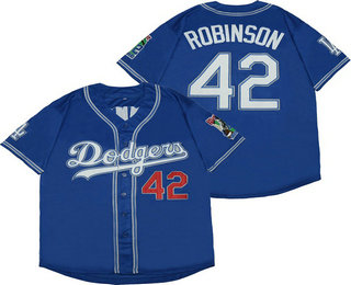Men's Los Angeles Dodgers #42 Jackie Robinson Turn Back The Clock Blue Stitched MLB Cool Base Jersey