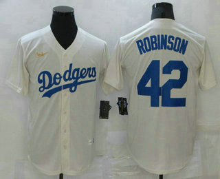 Men's Los Angeles Dodgers #42 Jackie Robinson White Stitched MLB Cool Base Cooperstown Collection Nike Jersey