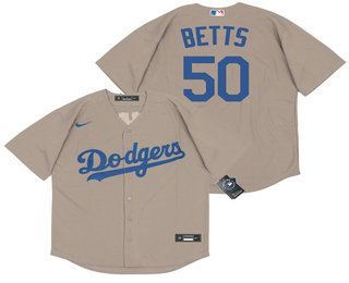 Men's Los Angeles Dodgers #50 Mookie Betts Gray Stitched MLB Cool Base Nike Jersey