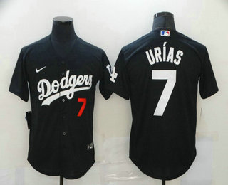 Men's Los Angeles Dodgers #7 Julio Urias Black Stitched MLB Cool Base Nike Jersey