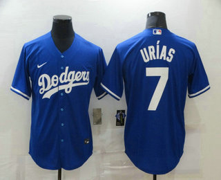 Men's Los Angeles Dodgers #7 Julio Urias Blue Stitched MLB Cool Base Nike Jersey