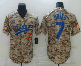Men's Los Angeles Dodgers #7 Julio Urias Camo Stitched Cool Base Nike Jersey