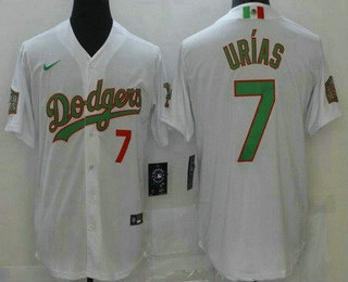 Men's Los Angeles Dodgers #7 Julio Urias White Mexican World Series Cool Base Jersey
