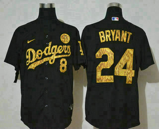 Men's Los Angeles Dodgers #8 #24 Kobe Bryant Black Camo Fashion Stitched MLB Cool Base Nike Jersey