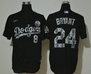 Men's Los Angeles Dodgers #8 #24 Kobe Bryant Black Silver Mamba Stitched MLB Cool Base Nike Jersey