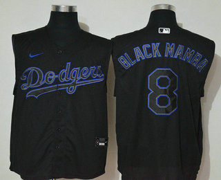 Men's Los Angeles Dodgers #8 Kobe Bryant Black Mamba Lights Out Black Fashion 2020 Cool and Refreshing Sleeveless Fan Stitched MLB Nike Jersey