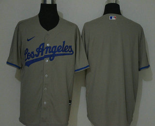 Men's Los Angeles Dodgers Blank Gray With Los Stitched MLB Cool Base Nike Jersey