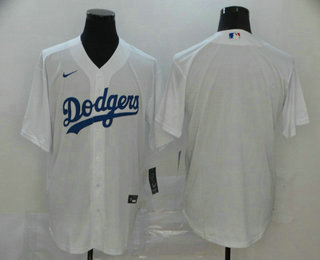 Men's Los Angeles Dodgers Blank White Stitched MLB Cool Base Nike Jersey