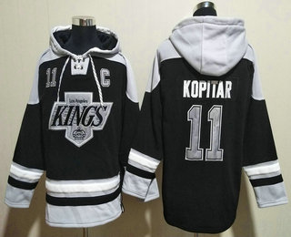 Men's Los Angeles Kings #11 Anze Kopitar Black Ageless Must Have Lace Up Pullover Hoodie