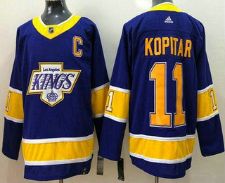 Men's Los Angeles Kings #11 Anze Kopitar Purple 2021 Reverse Retro Stitched NHL Jersey