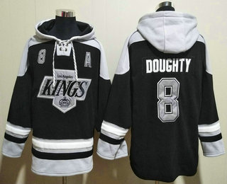 Men's Los Angeles Kings #8 Drew Doughty Black Ageless Must Have Lace Up Pullover Hoodie