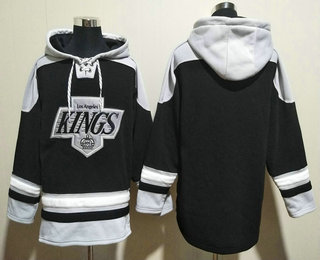 Men's Los Angeles Kings Blank Black Ageless Must Have Lace Up Pullover Hoodie
