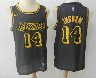Men's Los Angeles Lakers #14 Brandon Ingram Black 2017-18 Nike City Edition Swingman Jersey