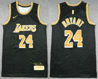Men's Los Angeles Lakers #24 Kobe Bryant Black Gold 2024 Select Series Stitched Jersey