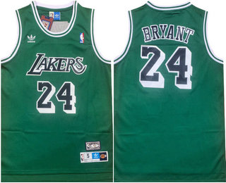 Men's Los Angeles Lakers #24 Kobe Bryant Green Hardwood Classics Soul Swingman Throwback Jersey