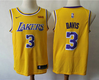 Men's Los Angeles Lakers #3 Anthony Davis 2019 Yellow Nike Swingman Wish Stitched NBA Jersey