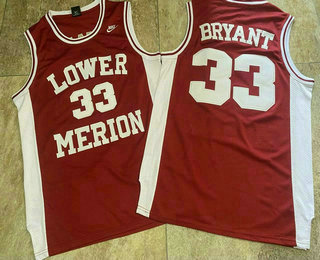 Men's Lower Merion High School #33 Kobe Bryant Red High School AU Jersey