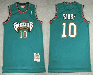 Men's Memphis Grizzlies #10 Mike Bibby ABA Hardwood Classics Green 1998-99 Throwback Swingman Jersey