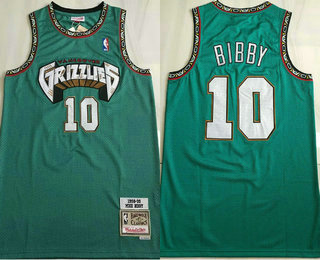 Men's Memphis Grizzlies #10 Mike Bibby Green 1998-99 Hardwood Classics AU Jersey