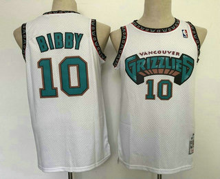 Men's Memphis Grizzlies #10 Mike Bibby Hardwood Classics White 1998-99 Throwback Swingman Jersey