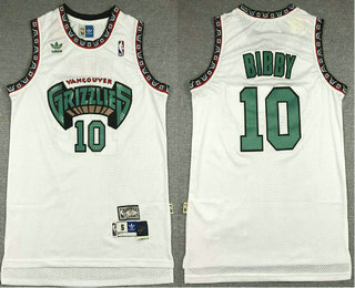 Men's Memphis Grizzlies #10 Mike Bibby White Hardwood Classics Soul Swingman Throwback Jersey