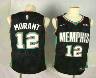 Men's Memphis Grizzlies #12 Ja Morant Black 2019 Nike Swingman Stitched NBA Jersey With The Sponsor Logo