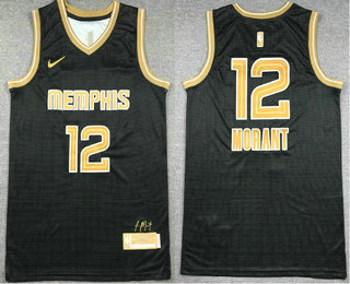 Men's Memphis Grizzlies #12 Ja Morant Black Gold 2024 Select Series Stitched Jersey