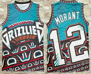 Men's Memphis Grizzlies #12 Ja Morant Green City Laser Printing Jersey