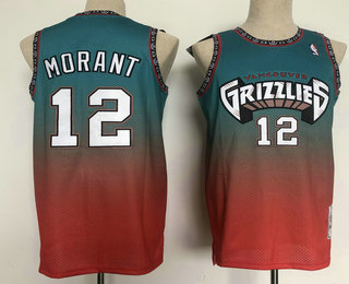 Men's Memphis Grizzlies #12 Ja Morant Green Orange Shadow 1998-99 Hardwood Classics Swingman Jersey