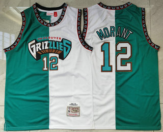 Men's Memphis Grizzlies #12 Ja Morant Green White 1998-99 Split Hardwood Classics Jersey