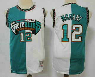 Men's Memphis Grizzlies #12 Ja Morant Green White Split Hardwood Classics Jersey