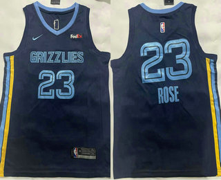 Men's Memphis Grizzlies #23 Derrick Rose Navy Blue Icon Sponsor Swingman Jersey