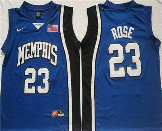 Men's Memphis Tigers #23 Derrick Rose Blue Stitched Jersey