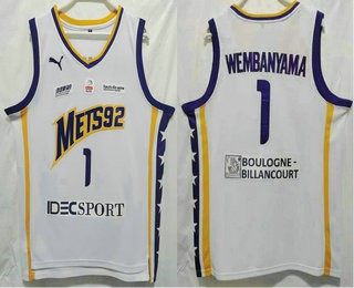 Men's Metropolitans 92 #1 Victor Wembanyama Home White Jersey