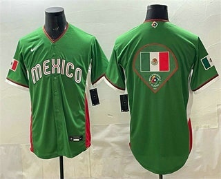 Men's Mexico Team Big Logo Green 2026 World Baseball Classic Cool Base Jersey 2