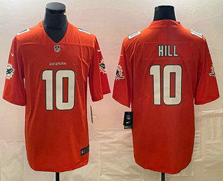 Men's Miami Dolphins #10 Tyreek Hill Orange 2021 Vapor Stitched Nike Limited Jersey