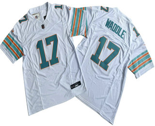 Men's Miami Dolphins #17 Jaylen Waddle White 2023 FUSE Vapor Limited Throwback Stitched Jersey
