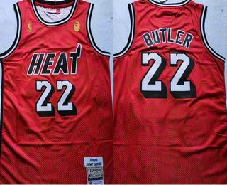 Men's Miami Heat #22 Jimmy Butler Bape Red 2019-20 Throwback Swingman Jersey