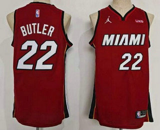 Men's Miami Heat #22 Jimmy Butler Red Icon Sponsor Swingman Jersey
