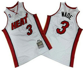 Men's Miami Heat #3 Dwyane Wade White 2005 Throwback Swingman Jersey