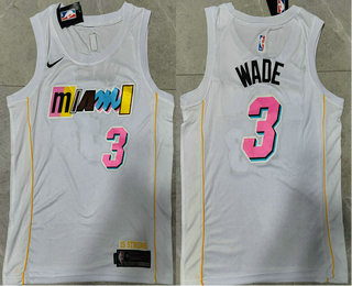 Men's Miami Heat #3 Dwyane Wade White Classic 2022 Icon Swingman Jersey