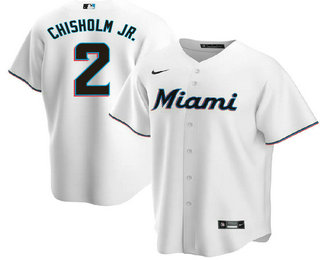Men's Miami Marlins #2 Jazz Chisholm Jr White Stitched MLB Cool Base Nike Jersey