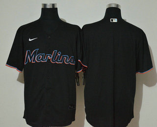 Men's Miami Marlins Blank Black Stitched MLB Cool Base Nike Jersey