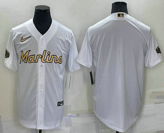 Men's Miami Marlins Blank White 2022 All Star Stitched Cool Base Nike Jersey