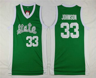 Men's Michigan State Spartans #33 Magic Johnson Green College Basketball Swingman Jersey-State