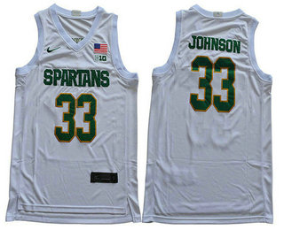 Men's Michigan State Spartans #33 Magic Johnson White 2019 College Basketball Swingman Stitched Jersey